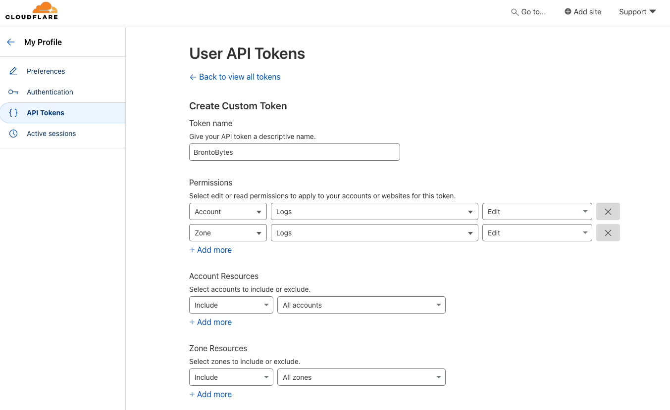 cloudflare api token